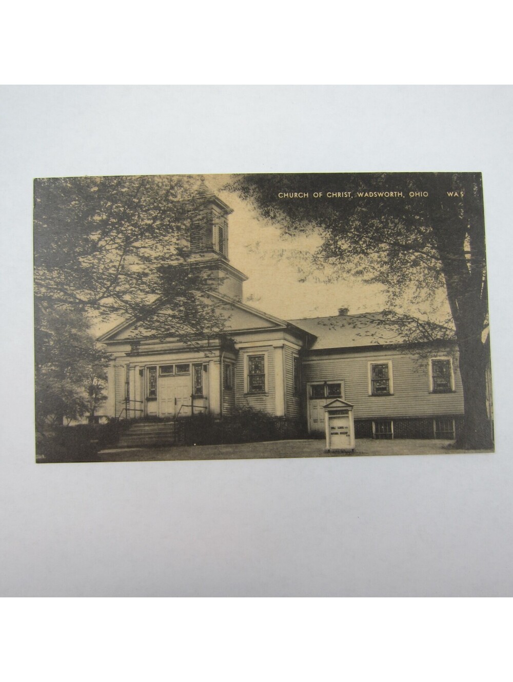 Vintage Postcard Church of Christ Photo Wadsworth Ohio Litho Print UNPOSTED RARE